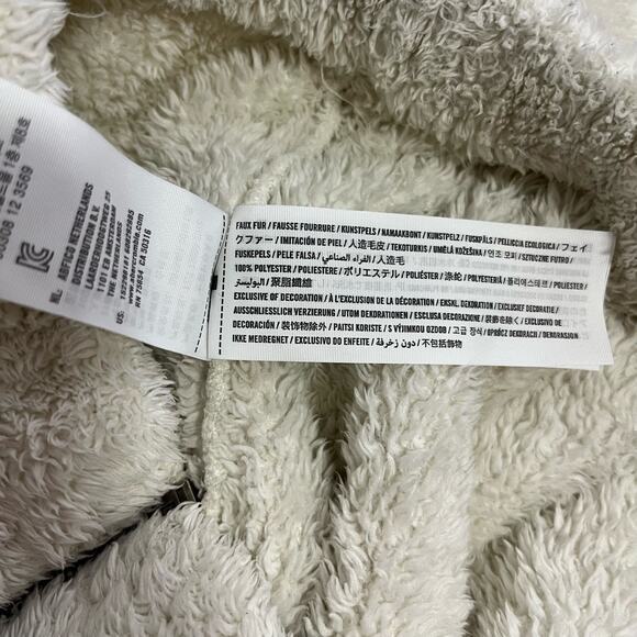 Abercrombie & Fitch Full Zip Jacket Womens Size Small White Fuzzy Teddy Hooded - Picture 8 of 8